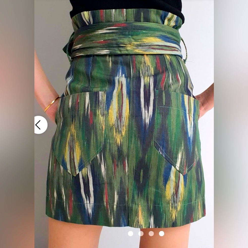 Mango Committed Belted Wrap Skirt Recycled Cotton Watercolor Women’s Size US4